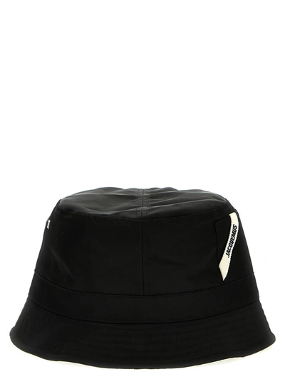 Jacquemus Le Bob Ovalie Nylon Blend Bucket Hat In Black