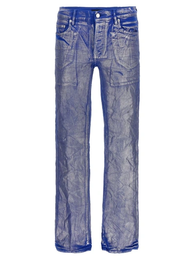 Purple Brand Silver Foil Flare Jeans In Blue