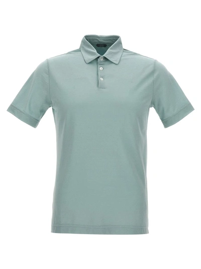 Zanone Ice Cotton Polo Shirt In Blue