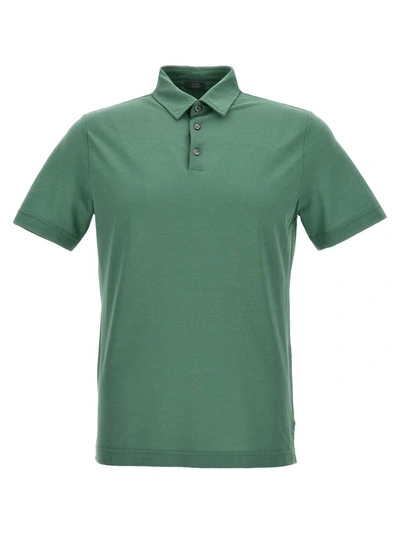 Zanone Ice Cotton Polo Shirt In Verde