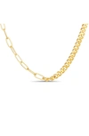 PAIGE HARPER CUBAN & OVAL MIXED LINK CHAIN NECKLACE