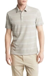 ROBERT BARAKETT ROCKY STRIPE QUARTER ZIP COTTON POLO