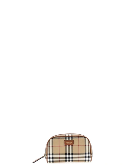 Burberry 'check' Small Beauty Case In Beige