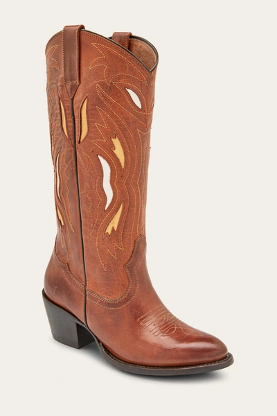 The Frye Company Frye Shelby Deco Stitch Western Boots In Caramel
