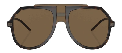 Dolce & Gabbana Dg 6195 502/73 Aviator Sunglasses In Brown