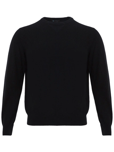 COLOMBO COLOMBO ELEGANT BLACK ROUND NECK CASHMERE MEN'S SWEATER