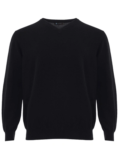 Colombo Blue Navy V-neck Cashmere Sweater In Black