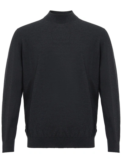 Colombo Dark Grey Cashmere Mock Neck Sweater