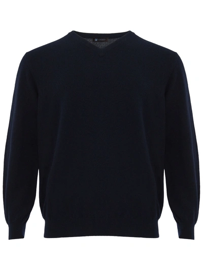 Colombo Black V-neck Cashmere Sweater In Blue