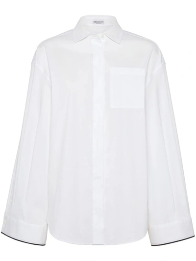 Brunello Cucinelli Contrasting Topstitching Shirt In White