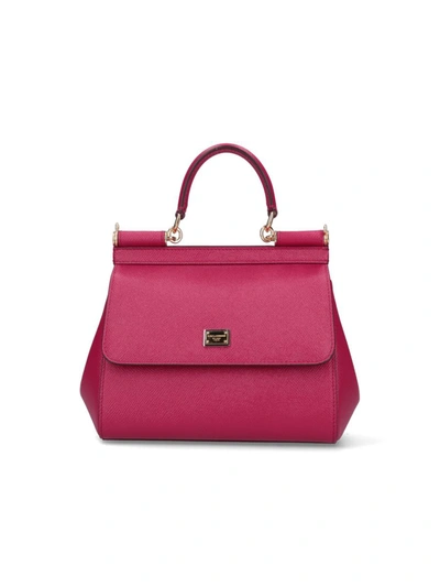 Dolce & Gabbana Sicily Leather Handbag In Fuchsia