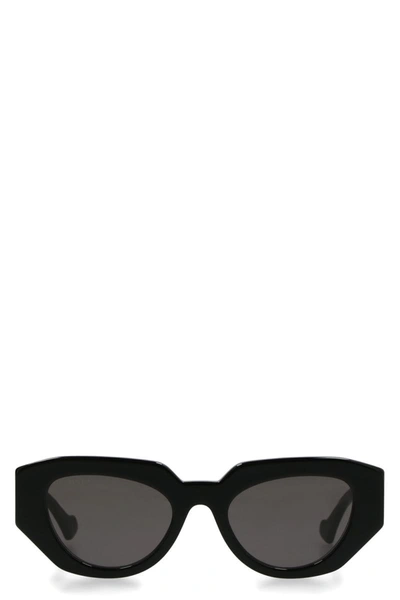 Gucci Geometric-framed Sunglasses In Black