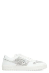 Prada Crystal-embellished Leather Sneakers In White
