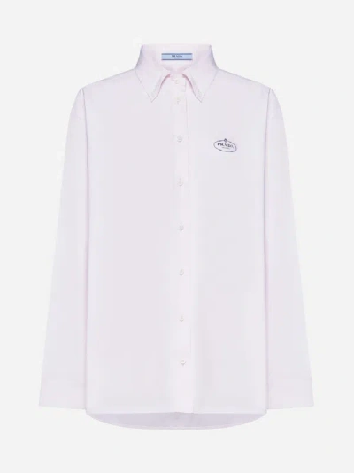 Prada Cotton Long Shirt In Pink