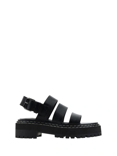 Proenza Schouler Leather Shiny Sandals With Carrion Sole In Black