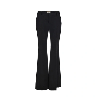 Saint Laurent Flared Wool Trousers In Black