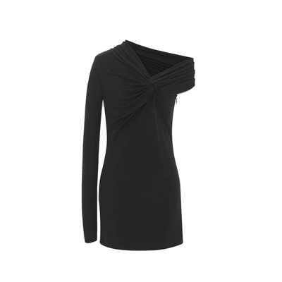 Saint Laurent One-sleeve Knot Dress In Black
