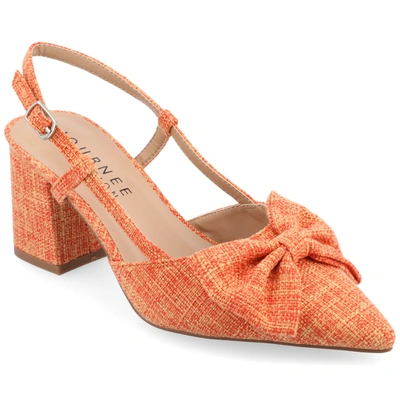 Journee Collection Women's Tailynn Wide Width Sling Back Block Heel Pumps In Orange