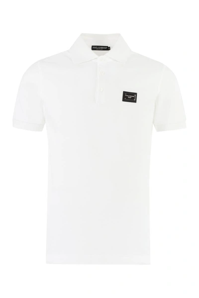 Dolce & Gabbana Cotton-piqué Polo Shirt In White