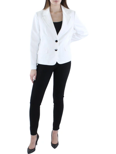 Le Suit Womens Woven Metallic Two-button Blazer In White