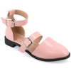 Journee Collection Women's Constance Wide Width Double Buckle Flats In Blush
