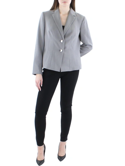 Le Suit Womens Knit Long Sleeves Two-button Blazer In Black