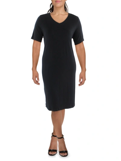 Eileen Fisher Womens V-neck Knee T-shirt Dress In Black