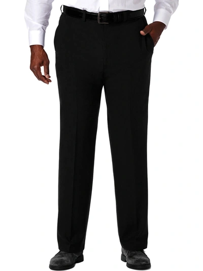 Haggar Men's Big & Tall Cool 18 Pro Classic-fit Expandable Waist Flat Front Stretch Dress Pants In Black