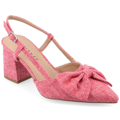 Journee Collection Women's Tailynn Wide Width Sling Back Block Heel Pumps In Pink