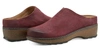 EARTH WOMEN'S KOLIA ROUND TOE SLIP-ON CASUAL HEELED MULES DARK RED