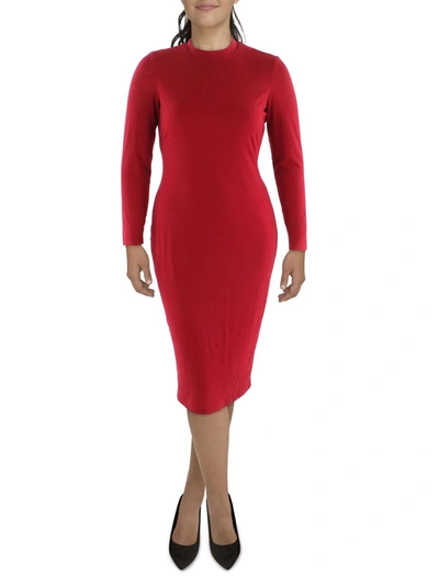 Inc Womens Mock Neck Midi Shift Dress In Red