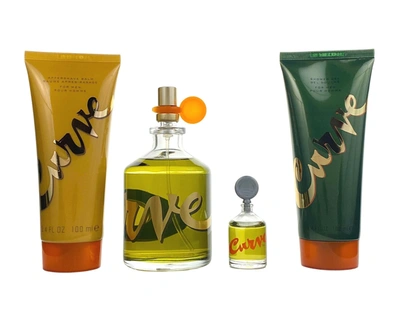 Liz Claiborne Curve 4 Pc. Gift Set For Men After Shave Balm 3.4 oz + S/g 3.4 oz + Cologne 4.2 oz + Cologne 0.25 oz In White