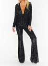 SHOW ME YOUR MUMU MARTINA JUMPSUIT IN MIDNIGHT GLITZ SEQUINS