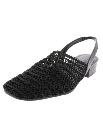 Karen Scott Carlton Womens Crochet Stacked Heel Slingback Sandals In Black
