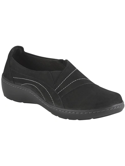 Clarks Cora Edge Womens Leather Lifestyle Slip-on Sneakers In Black
