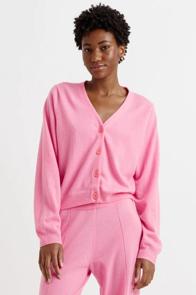 Chinti & Parker Uk Flamingo-pink Wool-cashmere Cropped Cardigan