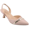 Journee Collection Nellia Slingback Pointed-toe Pump In Blush- Faux Leather,polyurethane,knit