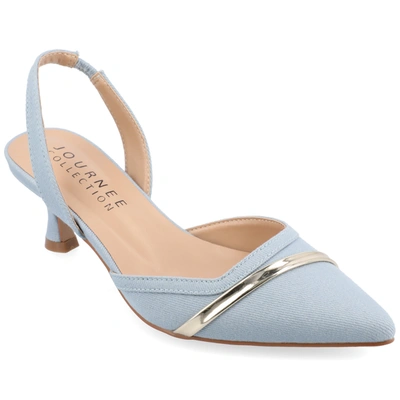 Journee Collection Women's Nellia Wide Width Slingback Kitten Heel Pumps In Blue