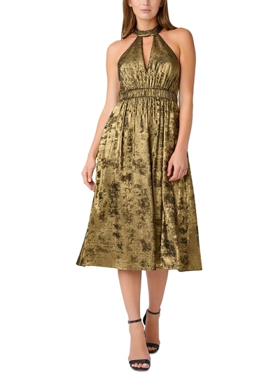 Aidan Mattox Womens Shimmer Cut-out Cocktail And Party Dress In Gold