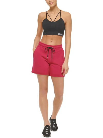 Dkny Sport Womens Logo Fitness Shorts In Pink