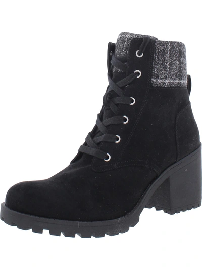 Sun + Stone Womens Lugged Sole Block Heel Winter & Snow Boots In Black