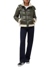FRENCH CONNECTION WOMENS SHERPA TRIM QUILTED PUFFER JACKET