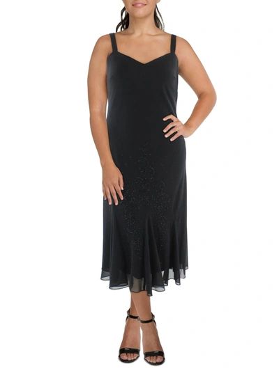 R & M Richards Womens Embellished Full-length Cocktail Dress In Black