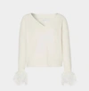Milly Feather Cuff Sweater In White