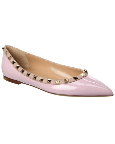 Valentino Garavani Rockstud Patent Flat In Pink