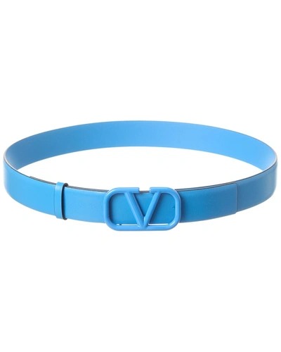 Valentino Garavani Valentino Vlogo 20mm Leather Belt In Blue