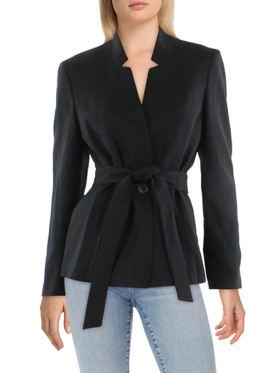 Le Suit Womens Knit Long Seeves One-button Blazer In Black