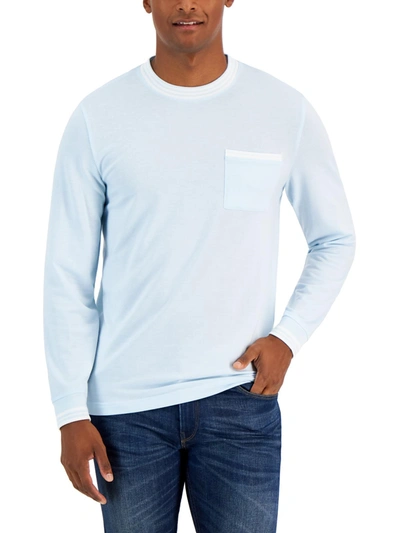 Alfani Alfatech Long Sleeve Crewneck T-shirt, Created For Macy's In Cloud Blue