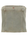 Diesel Bandeau Top In Distressed Denim