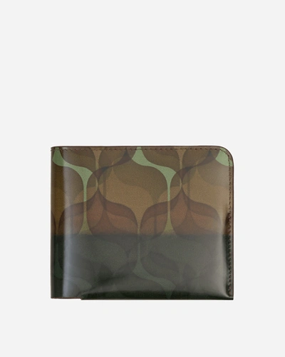 Dries Van Noten Printed Leather Bifold Wallet Beige In Green